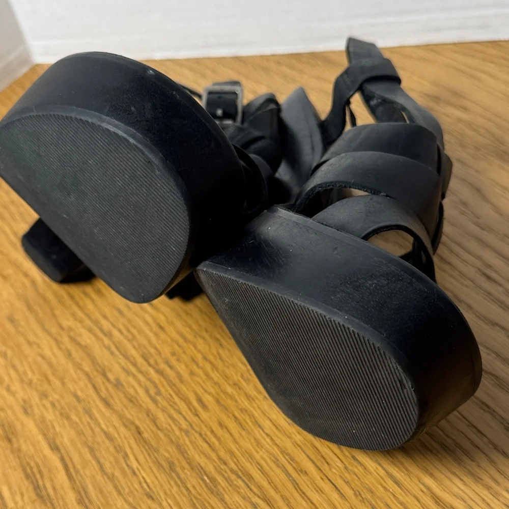MIA Black Platform Strappy Heels